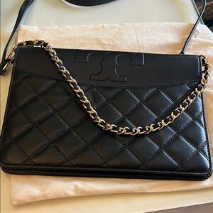 Tory Burch Black Quilted Chain Shoulder Bag cross body